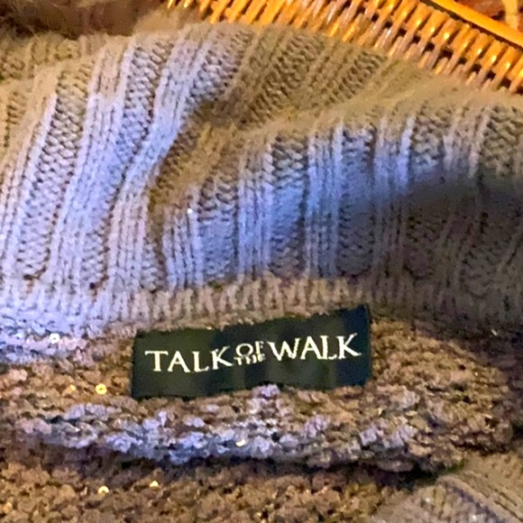 TALK OF THE WALK Vintage Brown and Sequin Poncho-M- Button Down - Picture 7 of 9